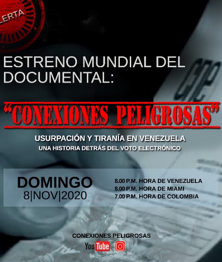 Estreno mundial del documental venezolano �Conexiones peligrosas', una historia detr�s del voto electr�nico 