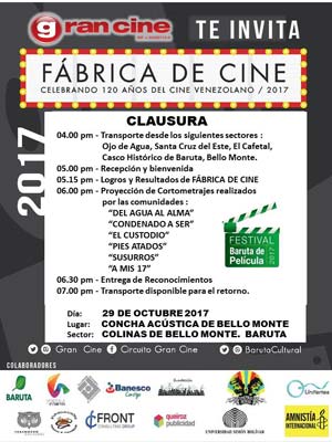 Gran Cine invita a la clausura del programa Fbrica de Cine en la Concha Acstica de Bello Monte 